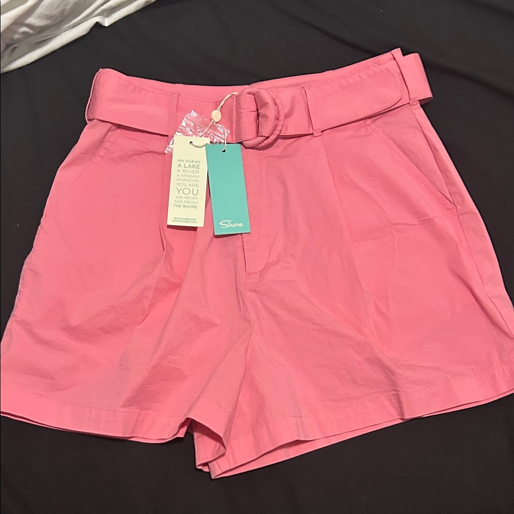 NWT Shore High Waist Pink Belted Shorts- size Small